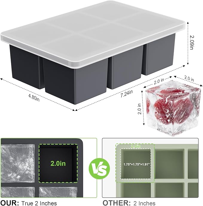 Large Ice Cube Tray for Whiskey: 2" Big Silicone Ice Tray - Image 6