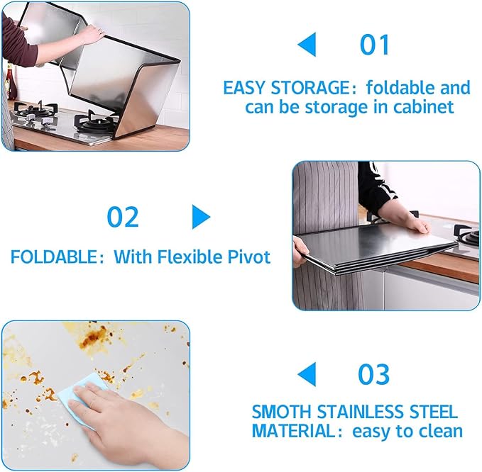 4 Sided Splatter Guard for Frying Stove Top Stainless Steel Splatter Screens - Image 3