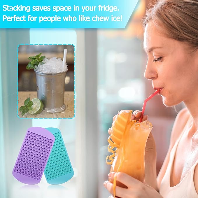 Silicone Mini Ice Cube Trays 2 Pack, 160 Small Ice Cube Molds Easy Release - Image 7