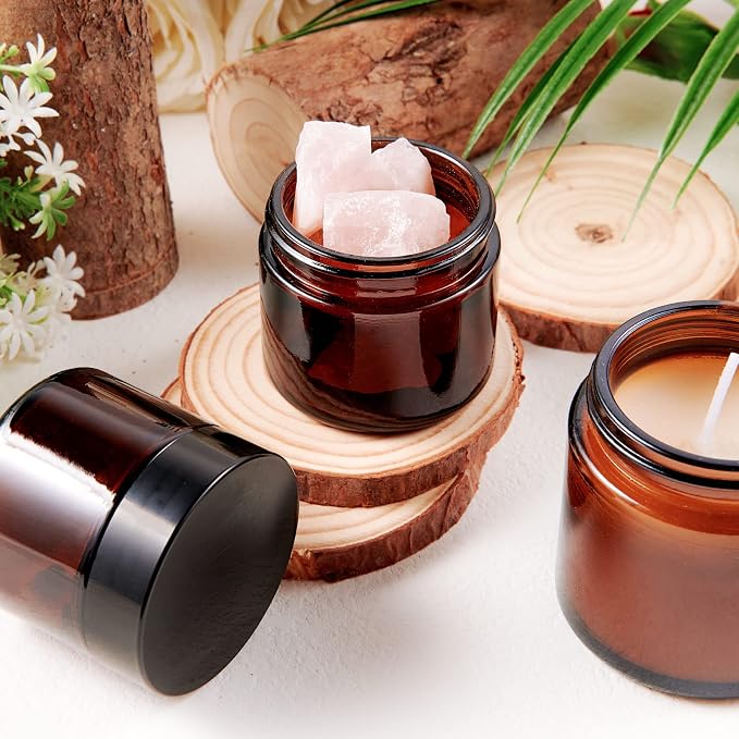 2oz Jars with Lids, Hoa Kinh 24 Pack Amber Glass Jars with Lids Empty Cosmetic - Image 2