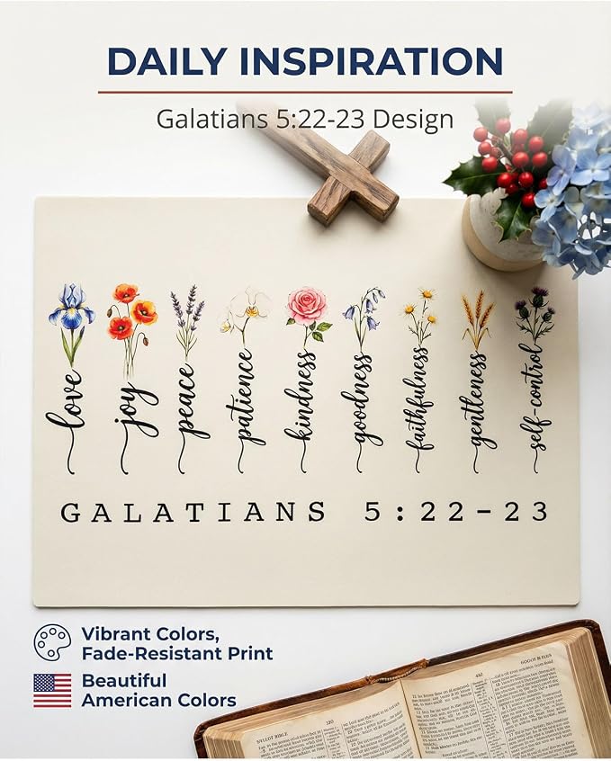 2 Pack Fruit of the Spirit Dish Drying Mats, Non-Slip Backing, Galatians - Image 3
