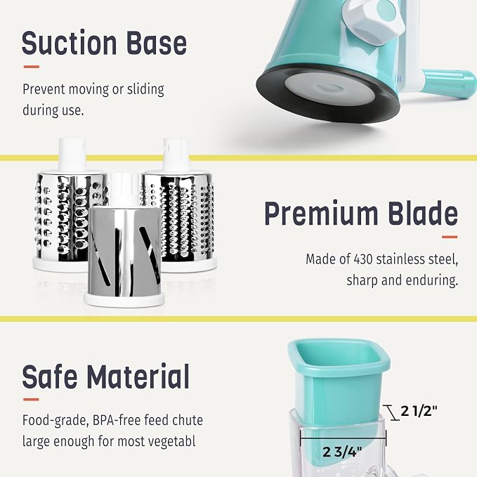 X Home Rotary Cheese Grater for Kitchen, Shredder - Image 6