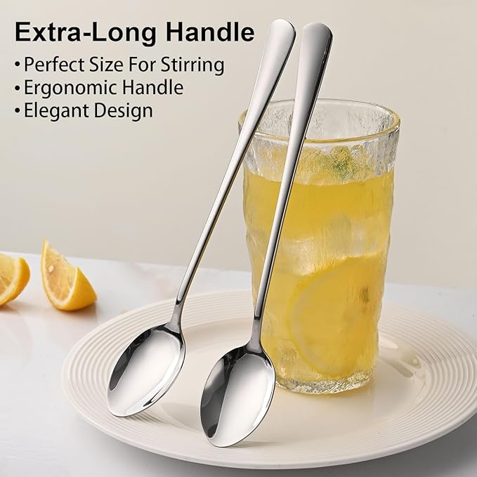 DEHOV 7.5 Inches Stainless Steel Iced Tea Spoons, Ice Cream, Long Handle Iced - Image 4