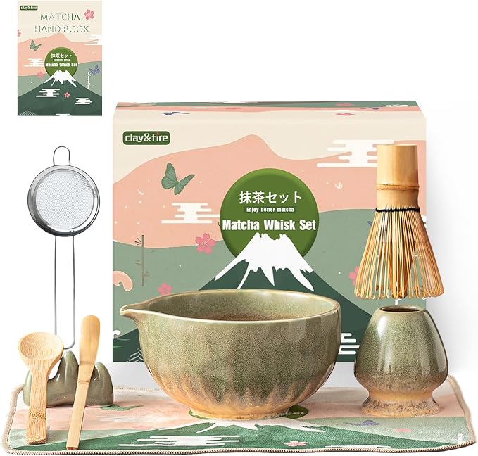 Clay&Fire Matcha Whisk Set，9 Pcs Ceramic Matcha Set, 15 OZ Matcha Bowl - Image 9