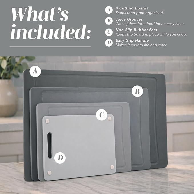 COOK WITH COLOR Non-Slip Cutting Board Set – Kitchen Essentials with Easy Grip - Image 2