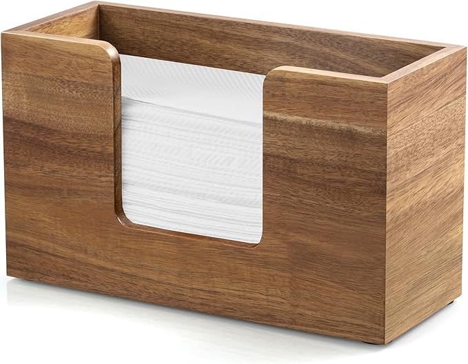 Paper Towel Dispenser Countertop, Acacia Wood Bathroom Paper Towel Holder by Bivvclaz