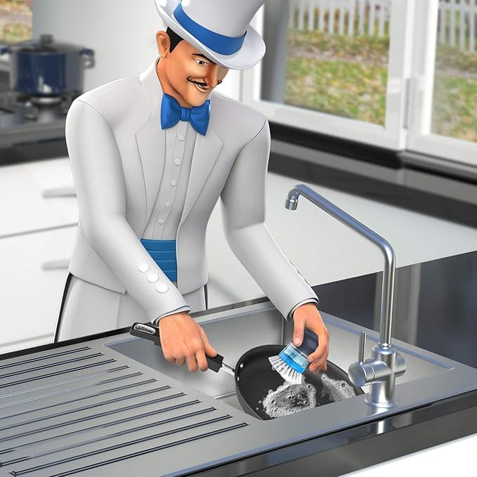 MR.SIGA Soap Dispensing Palm Brush, Kitchen Brush - Image 2