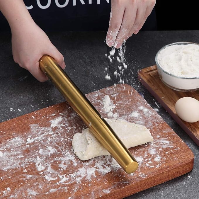 Berglander Gold Rolling Pin, 16.7 Inches Stainless Steel Matte Finish - Image 9