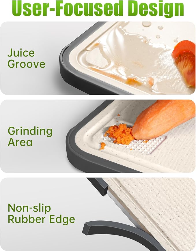 Titanium Cutting Boards for Kitchen, Non Toxic 2-in-1 Cutting Board Double Sided - Image 6