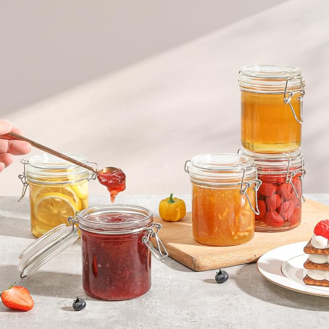 ComSaf 8oz Glass Jars with Airtight Lids, Bulk Cylindrical Jelly Jars - Image 6