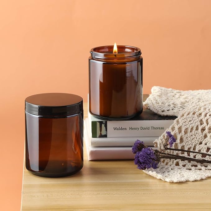 12 Pack, 8 OZ Dark Amber Candle Jars - Image 4