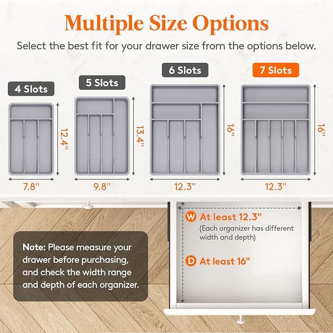 Lifewit Silverware Drawer Organizer Tray, Plastic Cutlery Storage - Image 2
