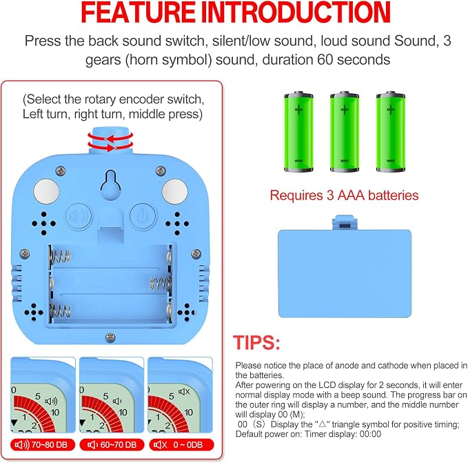Digital Visual Timer for Kids 12hours Countdown countup Kitchen Timer Student - Image 6