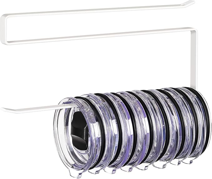 Tumbler Lid Organizer, Horizontal Tumbler Lid Storage Hook Up to 10 Lids by JOLENSOY