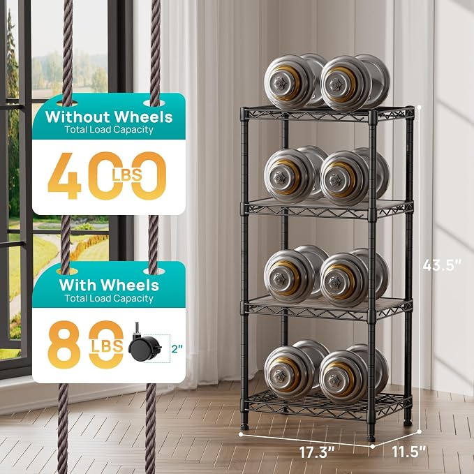 SINGAYE 4 Small Shelves Storage Shelf Wire Shelving Unit Metal Shelf Adjustable - Image 3