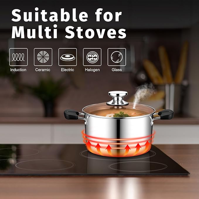 5 Quart 3-Ply Cooking Stock Pot - Image 7