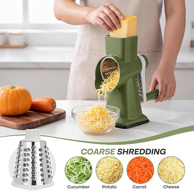 Rotary Cheese Grater, Cheese Shredder Hand Crank, Manual Cheese Grater - Image 3