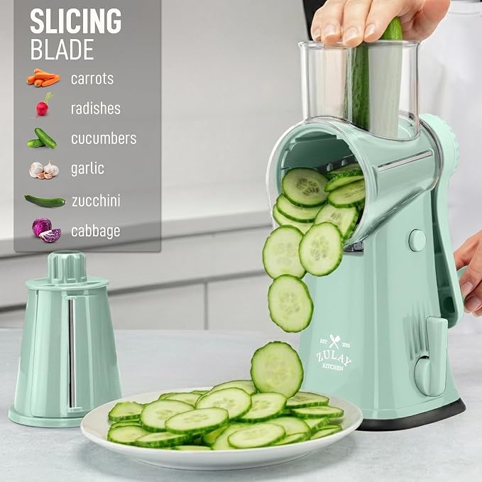 Zulay Kitchen Rotary Cheese Grater 5 Blade Cheese Shredder - Image 5