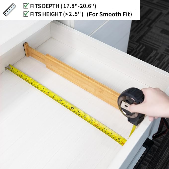 Utoplike 4 pcs Bamboo Kitchen Drawer Dividers Large, Adjustable Drawer - Image 6