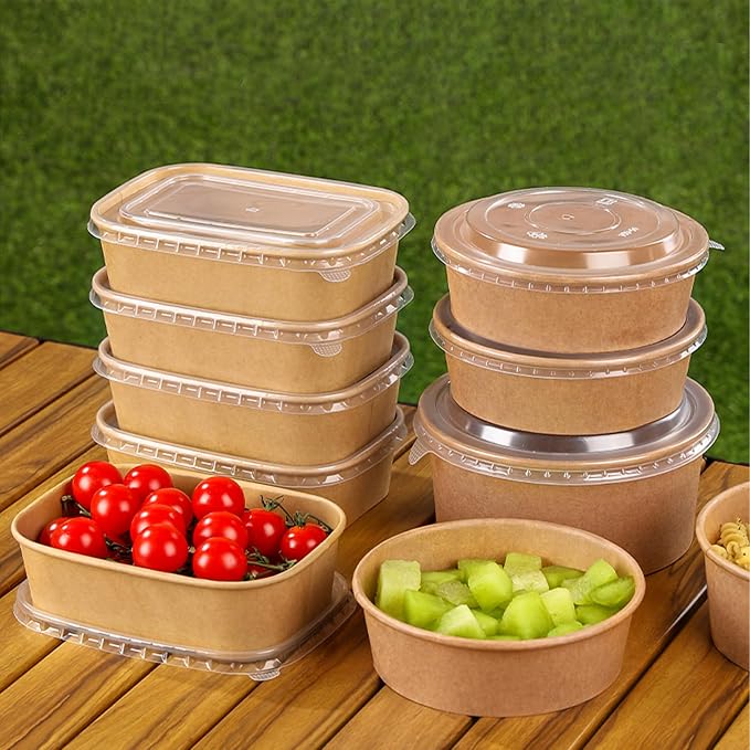 50-Pack 29oz Disposable Kraft Paper Bowls【with Lids and Forks】, Meal Prep - Image 7