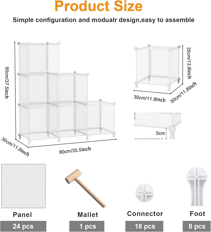 AWTATOS Cube Storage Organizer, Closet Organizers and Storage, 6 Cube Shelves - Image 3