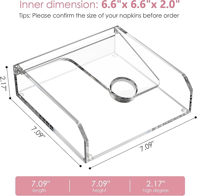 DINGHUO Acrylic Napkin Holder for Table, Flat Kitchen Paper Hand Napkin - Image 3