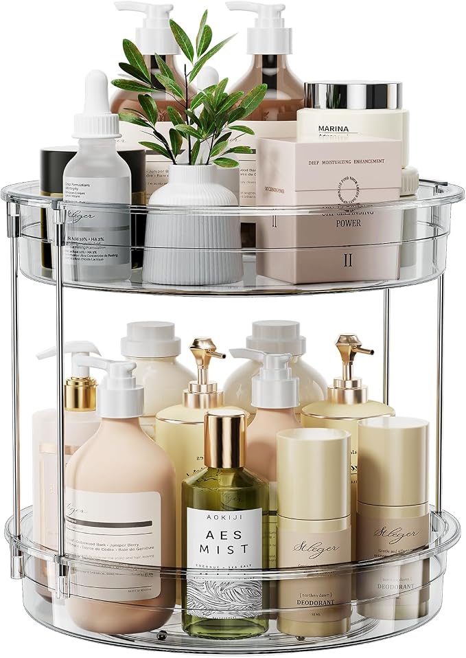 LAMU 12 inch 2 Tier Lazy Susan Turntable Organizer Rotating Spice Rack - Image 8