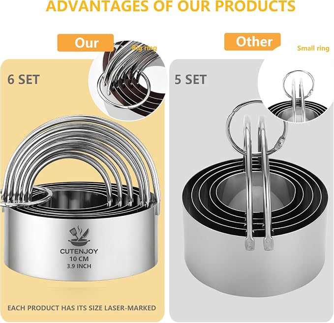 6 Pcs Large Cookie Cutters, Round Biscuit Cutter Set - Image 6