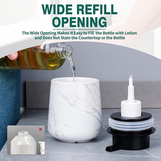Bosilunlife Ceramic Foaming Soap Dispenser - 12 oz Marble Foam Hand Wash - Image 3