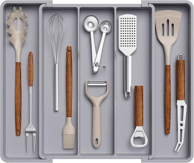 Lifewit Utensil Organizer for Kitchen Drawers, Expandable Cooking Utensil Tray by Lifewit