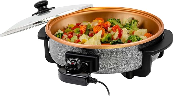 OVENTE 11.5-Inch Electric Skillet & Frying Pan, 1400W Nonstick Cooking Pan by Ovente+