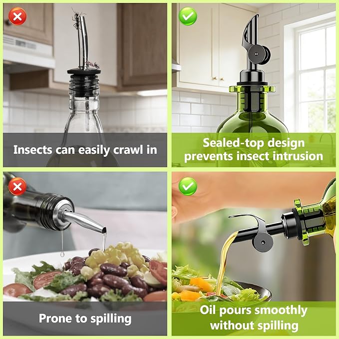 COOLMI Olive Oil Dispenser Bottle Set of 2-12oz Glass Oil & Vinegar Cruet - Image 4