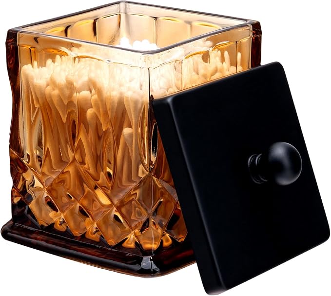 Qtip Holder, 15Oz Amber Glass Apothecary Jars by ZIVQEXMURL