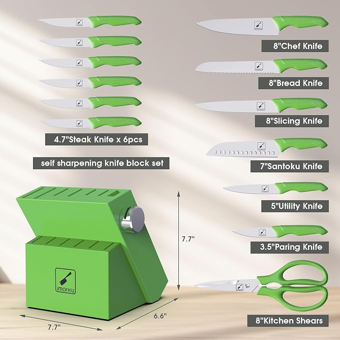 imarku® Knife Set with Block, Sharp Knife Sets with Built-in Sharpener - Image 6