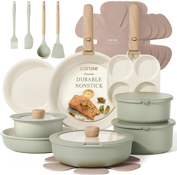 CAROTE 25pcs Pots and Pans Set Non Stick, Cookware Sets, Kitchen Set, by CAROTE