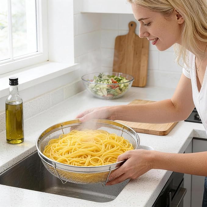 Fine Mesh Strainer for Kitchen, Stainless Steel Colander Bowl for Pasta - Image 5