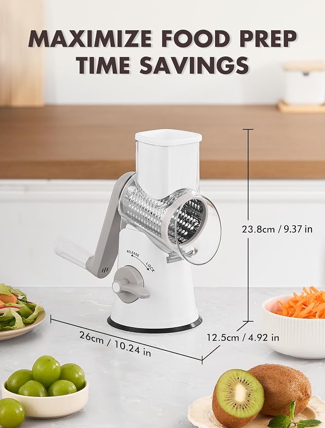 GDL Rotary Cheese Grater, Upgraded 5-in-1 Cheese Grater Hand Crank, Vegetable - Image 7