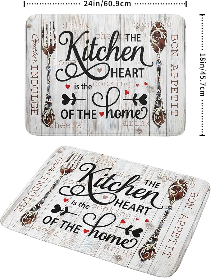 Giwawa 18"x24" Dish Drying Mat The Kitchen is The Heart of The Home- Knife Fork - Image 2