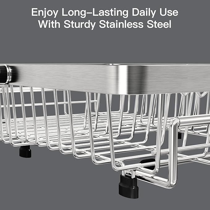 MAJALiS Dish Drying Rack Over The Sink, Expandable Stainless Steel Dish Drainer - Image 5