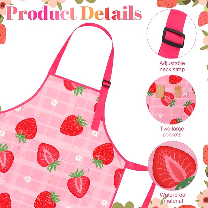 2 Pack Kids Apron, Cute Cooking Aprons, Waterproof Art Apron - Image 3