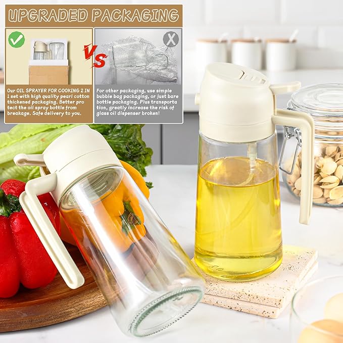 Oil Sprayer for Cooking 2pcs, 2 in 1 Oil Dispenser and Oils Sprayer Kitchen - Image 5