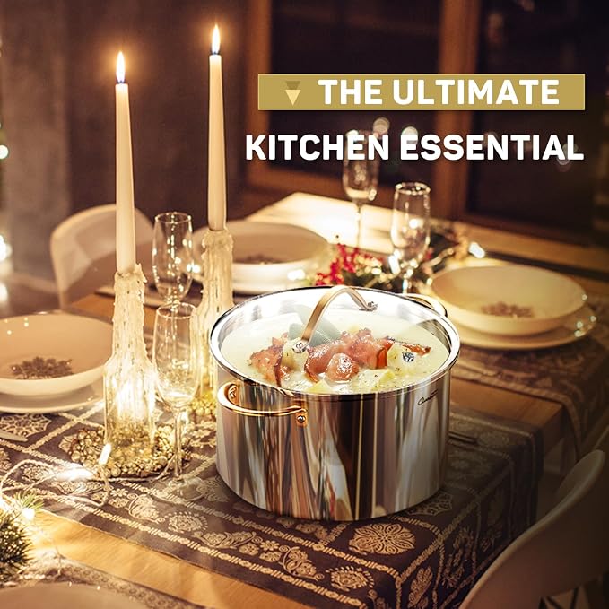 Ciwete 8 Quart Stock Pot, 3 Ply Whole Clad Stainless Steel Stock Pot, 8 QT - Image 3
