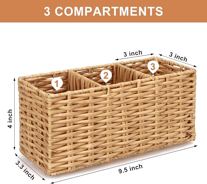 Ayiaren Wicker Flatware Silverware Caddy Cutlery Holder Kitchen Silverware - Image 5