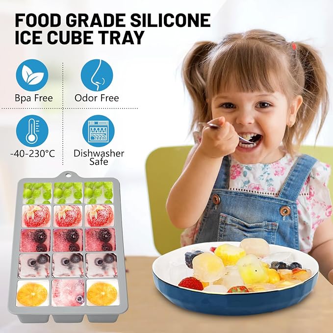 Silicone Ice Cube Trays 3Packs, Easy Release Ice Cube Molds - Image 3