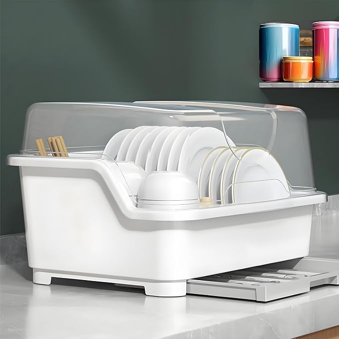 Dish Drying Rack, Plastic Plate Cup Dryer Holder - Image 7