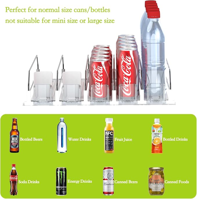 IBORING Drink Organizer for Fridge, Self Pushing Fridge Drink Organizer - Image 3