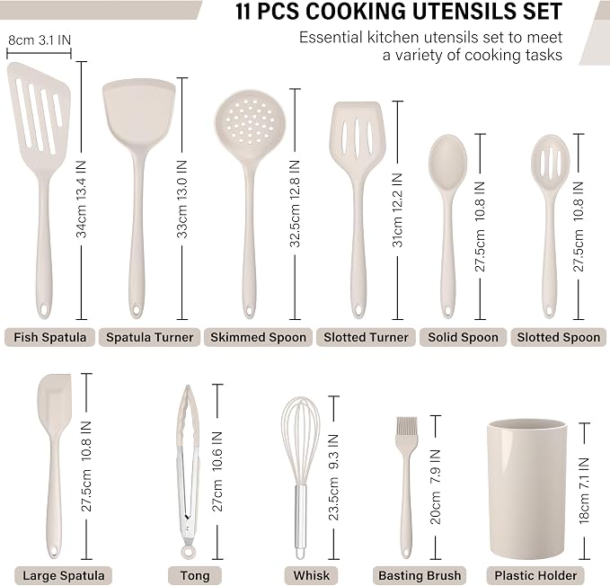 HaWare 11 PCS Silicone Cooking Utensils Set, Heat Resistant Kitchen Utensils - Image 2