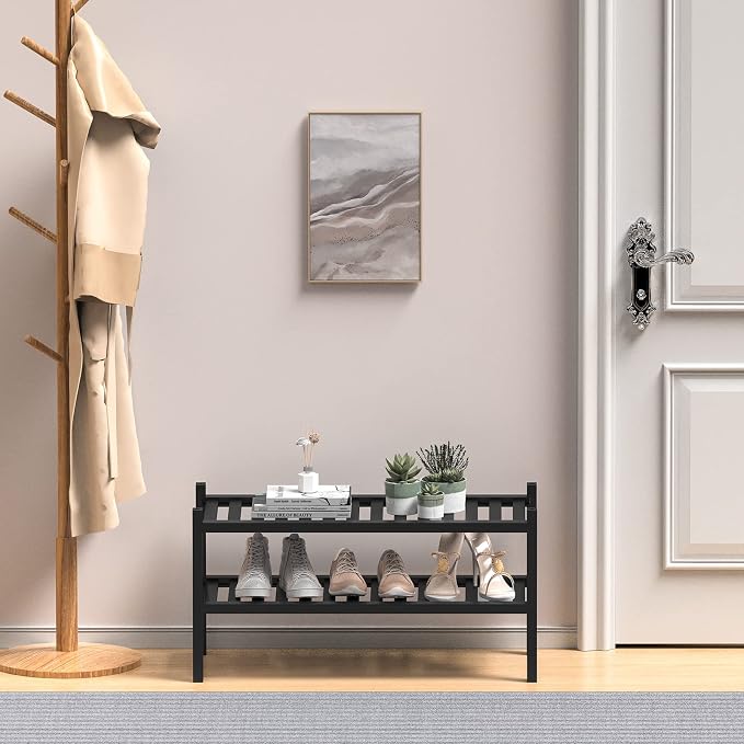 ROMGUAR CRAFT 2 Tier Bamboo Shoe Rack - Image 2