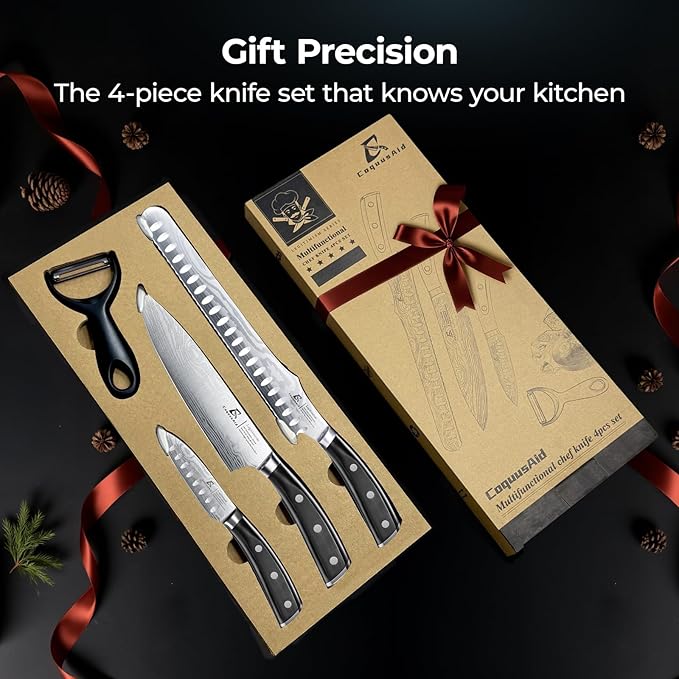 CoquusAid Kitchen Knives Set, Razor Sharp High Carbon Stainless Steel Knife Set - Image 9
