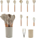 GreenLife 11 Piece Silicone Utensil Crock Set, Nonstick Kitchen Tools, Slotted by GreenLife